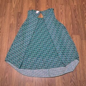 Twik Simons Sage Green Floral Sleeveless Blouse Keyhole Back Top Women’s Size M